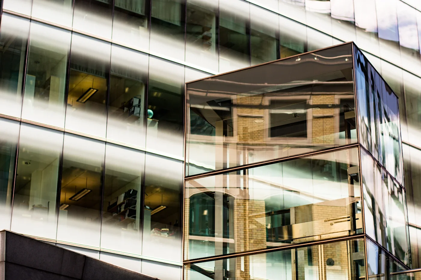 Licensed photograph of contemporary office architecture used as a corporate illustration